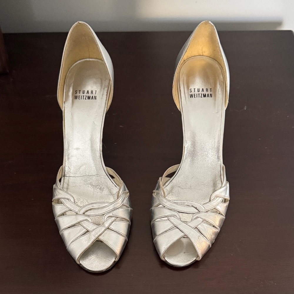 Stuart Weitzman Metallic Silver Heels